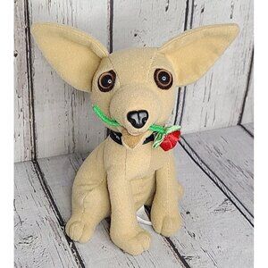 7" Vintage 2000 Applause Taco Bell Talking Chihuahua Dog Plush w/ Rose, Works